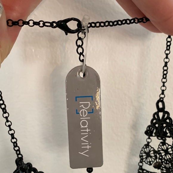 Relativity Black Lace Statement Necklace - Picture 6 of 6